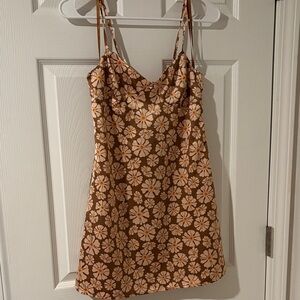 RSQ Floral Tan and Orange Dress
